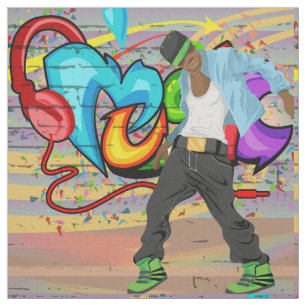 Tissu de mur de graffiti de musique de l'homme 2