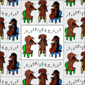 Tissu de musicien de trio de ficelle de teckel (Carreau)