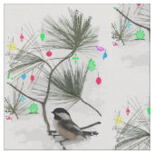 Tissu de Noël de chickadee (Fermer)