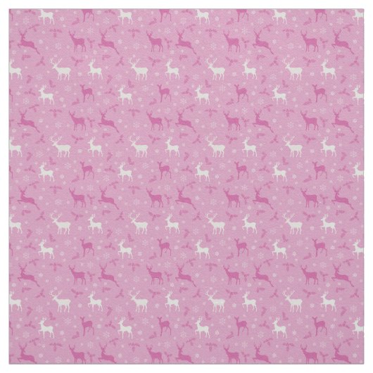Tissu de Noël rose Reindeer (Échantillon)