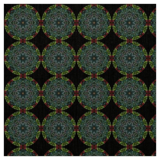 Tissu de Noël rouge argent vert (Échantillon)