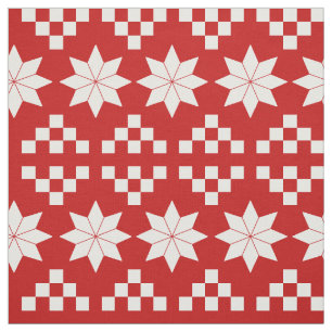 Tissu de Noël rouge et blanc Poinsettia