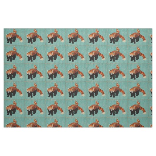 Tissu de panda rouge et de hibou (Fat Quarter)