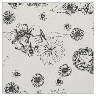 Tissu de Pâques Bunny printemps motif floral