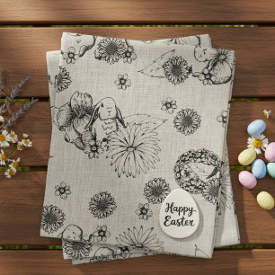 Tissu de Pâques Bunny printemps motif floral
