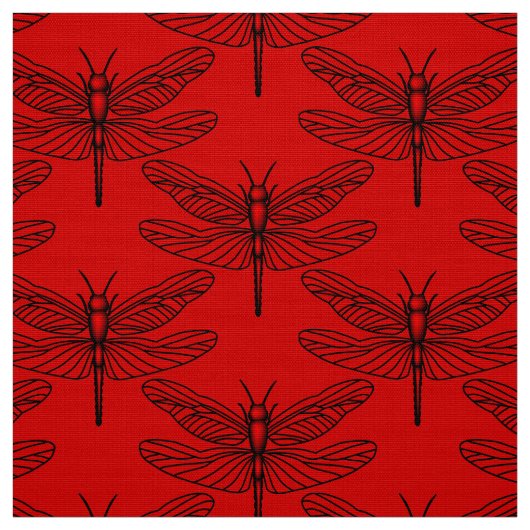Tissu de peuplier polyester de la libellule rouge (Échantillon)
