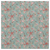 Tissu de pieuvre et de poisson en corail et bleu (Échantillon)