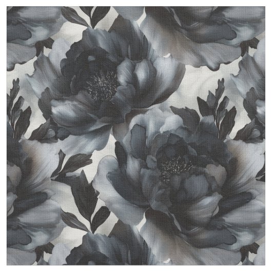 Tissu de pivoines sombres de luxe (Fermer)