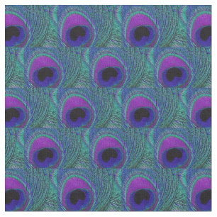 Tissu de plume de paon - noir violet pourpre