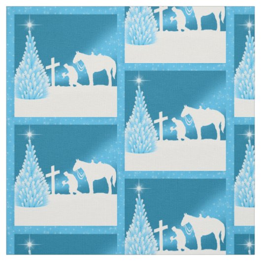 Tissu de prière du cowboy de Noël occidental (Échantillon)