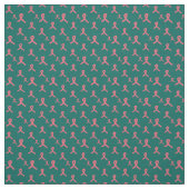 Tissu de ruban rose sur Turquoise (Échantillon)