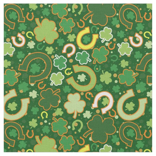 Tissu de shamrocks et de fers à cheval (Fermer)