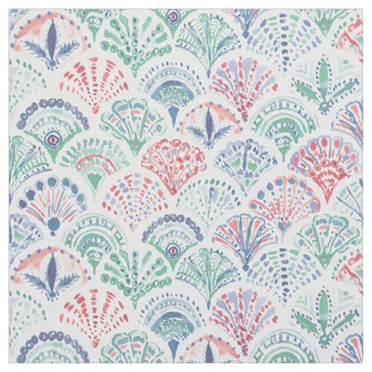 Tissu De SHELL échelles de sirène Boho dans le corail + (Échantillon)