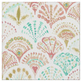 Tissu De SHELL échelles de sirène dans le corail, menthe (fermé)