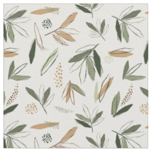 Tissu De superbes Feuilles Abstraits - Tons de terre