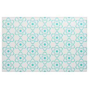 Tissu de symbole d'atome turquoise