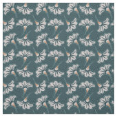 Tissu de Teal de fleur blanche (Échantillon)