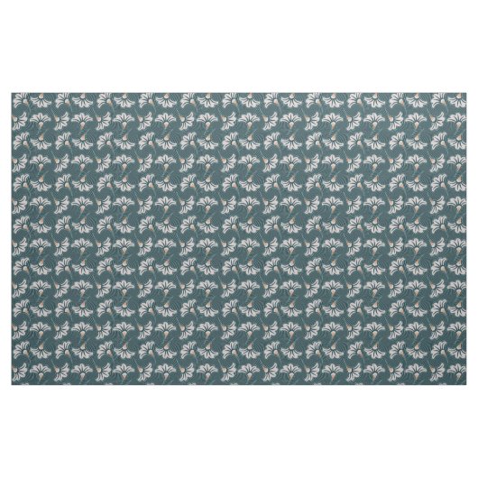 Tissu de Teal de fleur blanche (Fat Quarter)