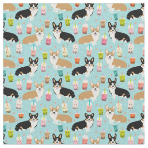 Tissu de thé de Boba de corgi - tissu de thé de