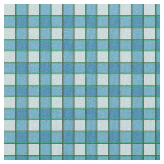 Tissu de turquoise, vert et blanc de plaid (Fermer)