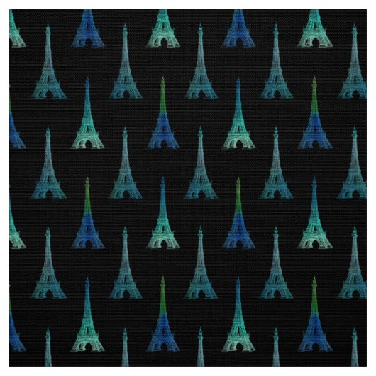 Tissu de vert bleu de noir de Tour Eiffel de Paris (Échantillon)