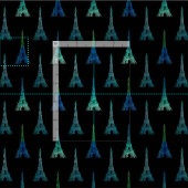 Tissu de vert bleu de noir de Tour Eiffel de Paris (Carreau)