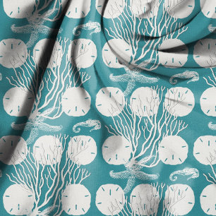 Tissu de Vie Marine Dollars de Sable Corail Motif