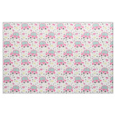 Tissu de voitures et de fleurs roses (Yard)