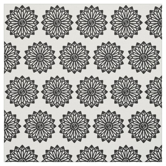 Tissu de Yin Yang - noir, blanc (Échantillon)