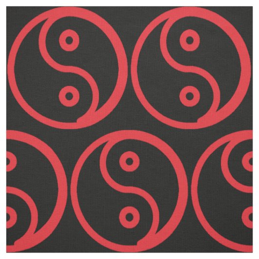 Tissu de Yin Yang - noir, rouge (Échantillon)