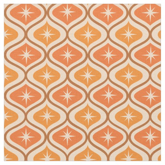 Tissu Début atomique du milieu du siècle sur Orange Ogee (Fermer)
