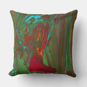 Tissu Déchiré 1 Coussin d'Accent Abstrait Rouge Ve