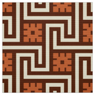 Tissu Déco Clé grecque, Brown, beige et rouille