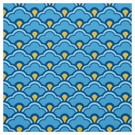 Tissu Déco pétoncles chinois, turquoise et aqua (Échantillon)