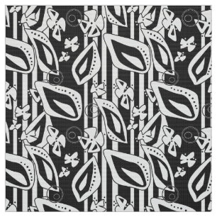 Tissu Décor moderne Abstrait noir blanc ornement mosaïqu