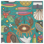 Tissu décorations de Noël côtières sarcelle (Fermer)
