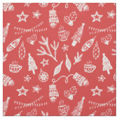 Tissu Décorations de Noël dessinées à la main Ensemble d (Échantillon)
