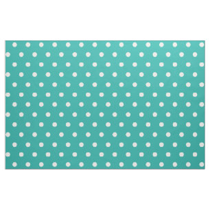 Tissu Découpage blanc Pois turquoise