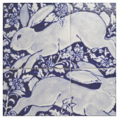 Tissu Dedham Bleu & Blanc Tile de lapin Designer Fabric (Fermer)