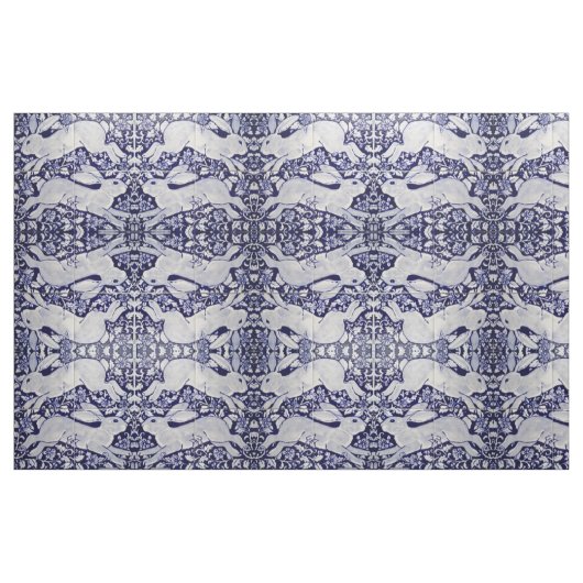 Tissu Dedham Bleu & Blanc Tile de lapin Designer Fabric (Fat Quarter)