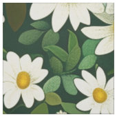 Tissu Deep Green Small White Daisies Floral Pattern (Échantillon)