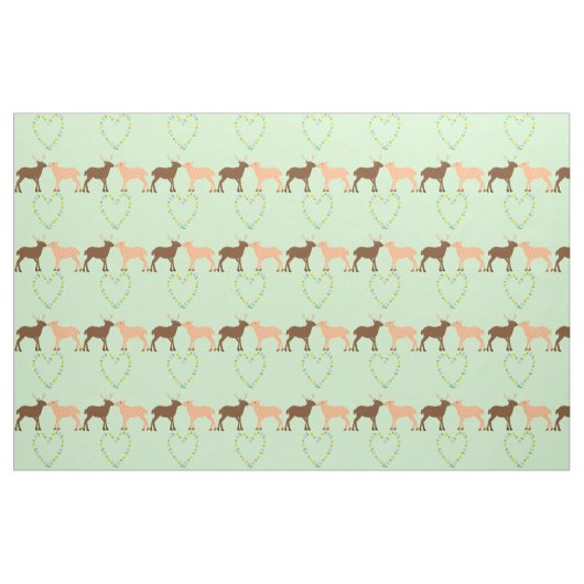 Tissu Deer Couple et Daisy Heart (Fat Quarter)