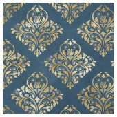 Tissu Défilement d'or design sur Deep Blue (Fermer)