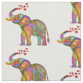 Tissu d'éléphant mignon et coloré (Échantillon)