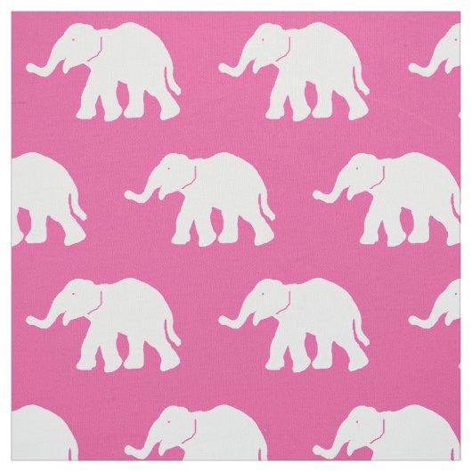 Tissu d'éléphant rose et blanc (Échantillon)