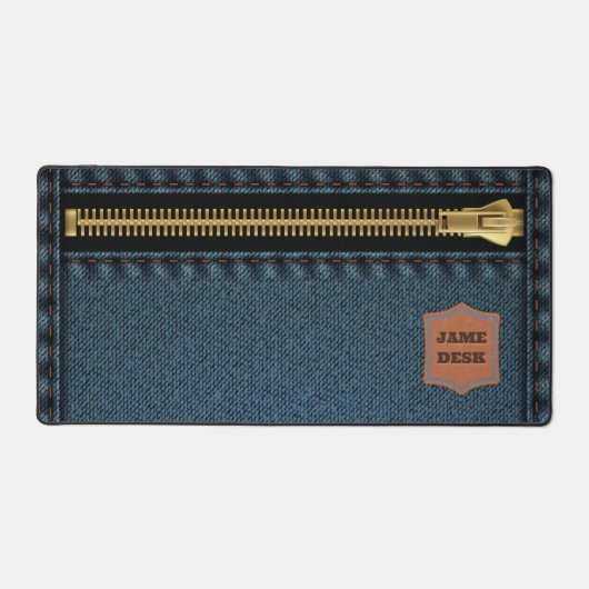 Tissu Denim Bleu Avec Zip Et Étiquette Jean Fabric (Recto)