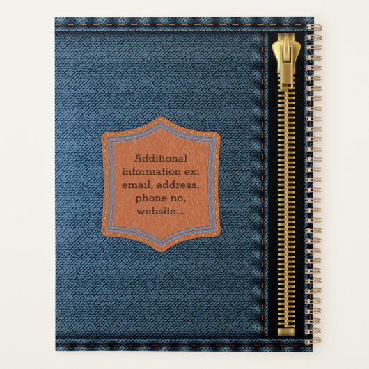 Tissu Denim Bleu Avec Zip Et Étiquette Jean Fabric (Dos)