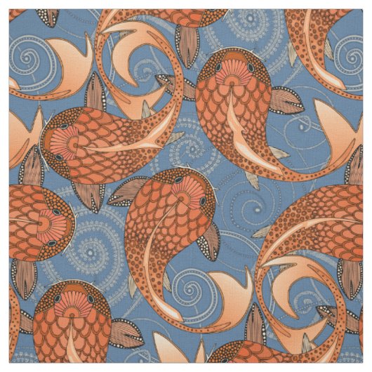 Tissu denim de poisson paisley (Échantillon)