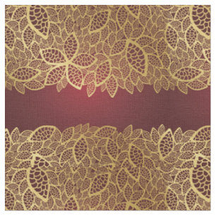 Tissu Dentelle en feuille d'or sur arrière - plan rouge