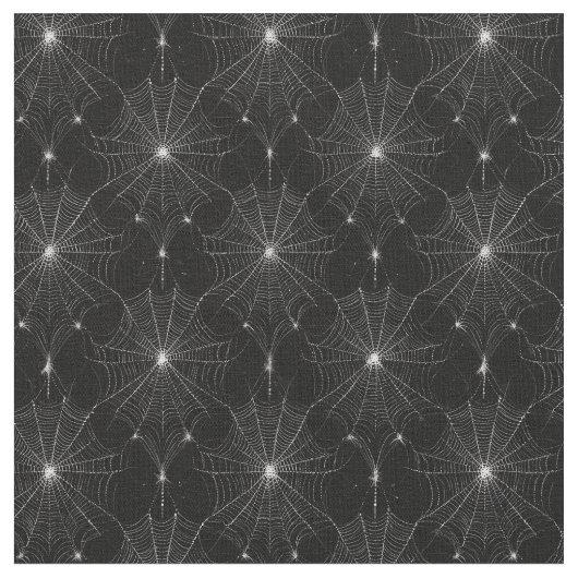 Tissu Dentelle Spiderweb argenté en noir (Fermer)